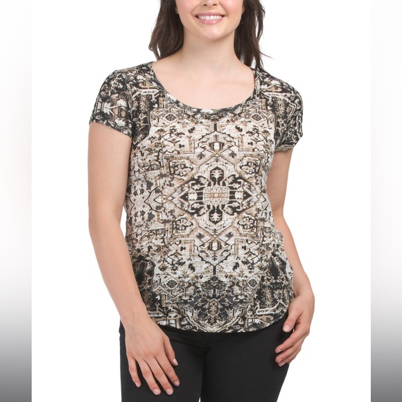 LUCKY BRAND | NWT Women’s Scoop Neck Tee Burnout Print - Picture 1 of 10